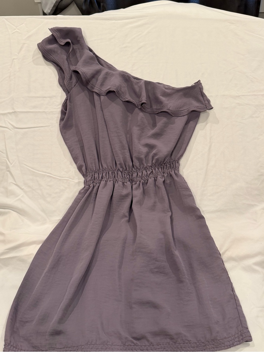 Max Studio Women’s L Lavender Ruffle Neck Sleeveless Dress Empire Waist Flowy